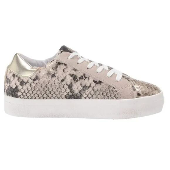 NEW Steve Madden Women’s Gold Metallic Snakeskin Pursued Sneakers Size 5.5 - Picture 1 of 11